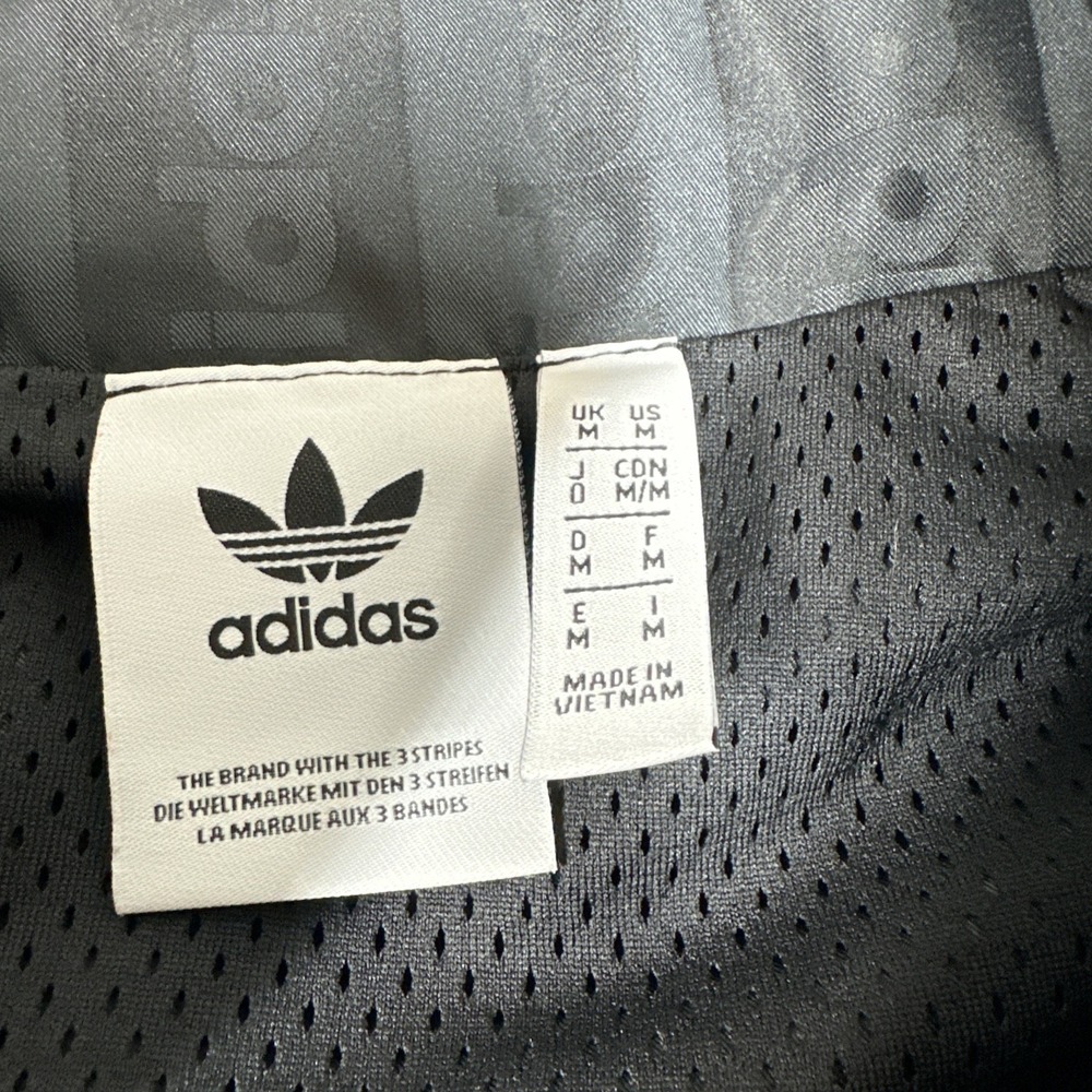 Adidas Track Jacket & Pants Men's Medium Black Logo‎ All Over Print Hooded Lined - Picture 3 of 16